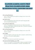 ILLINOIS LEASING AGENT PREP&NewLine;PRACTICE EXAMINATION 2026&NewLine;QUESTIONS WITH ANSWERS GRADED&NewLine;A&plus;