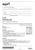 AQA GCSE Psychology Paper 2 Social Context and Behaviour 8182-2 Exam Questions with Complete