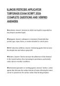 ILLINOIS PESTICIDE APPLICATOR&NewLine;TURFGRASS EXAM SCRIPT 2026&NewLine;COMPLETE QUESTIONS AND VERIFIED&NewLine;ANSWERS&NewLine;