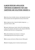 ILLINOIS PESTICIDE APPLICATOR&NewLine;TURFGRASS EXAMINATION TEST 2026&NewLine;QUESTIONS AND SOLUTIONS GRADED A&plus;