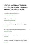 INDUSTRIAL MAINTENANCE TECHNICIAN&NewLine;TESTS ASSESSMENT SCRIPT 2026 VERIFIED&NewLine;ANSWERS COMPREHENSIVE REVIEW