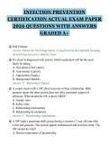 INFECTION PREVENTION&NewLine;CERTIFICATION ACTUAL EXAM PAPER&NewLine;2026 QUESTIONS WITH ANSWERS&NewLine;GRADED A&plus;