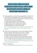 INFECTION PREVENTION&NewLine;CERTIFICATION FINAL TEST 2026&NewLine;QUESTIONS WITH CORRECT&NewLine;ANSWERS GRADED A&plus;&NewLine;
