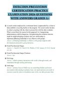 INFECTION PREVENTION&NewLine;CERTIFICATION PRACTICE&NewLine;EXAMINATION 2026 QUESTIONS&NewLine;WITH ANSWERS GRADED A&plus;&NewLine;
