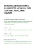 INP402 EPICCARE INPATIENT CLINICAL&NewLine;DOCUMENTATION ACTUAL EXAM PAPER&NewLine;2026 QUESTIONS AND VERIFIED&NewLine;SOLUTIONS&NewLine;
