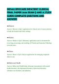 INP402 EPICCARE INPATIENT CLINICAL&NewLine;FINAL PAPER 2026 EXAM Q AND A STUDY&NewLine;GUIDE COMPLETE QUESTIONS AND&NewLine;ANSWERS&NewLine;