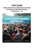 Test Bank for Ethics and Issues in Contemporary Nursing&comma; 3rd Edition&comma; Burkhardt & Walton &lpar;All 20 Chapters&rpar; &vert; Latest Guide for Nursing Ethics & Legal Issues