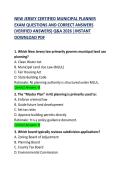 New Jersey Certified Municipal Planner Exam Questions and Correct Answers