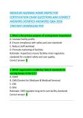 Missouri Nursing Home Inspector Certification Exam Questions and Correct Answers