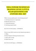 NWSA TOWER TECHNICIAN &NewLine;TRAINING LEVEL 2 &lpar;TTT-2&rpar; &NewLine;EXAM QUESTIONS AND &NewLine;ANSWERS 2026 -2027