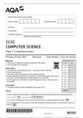 AQA GCSE Computer Science Paper 2 Computing Concepts Comprehensive Questions &lpar;Frequently Tested&rpar; with Verified Answers Graded A&plus; &lpar;2&rpar;