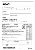 AQA GCSE Computer Sciense Paper 2 Computing Concepts 8525 Comprehensive Questions &lpar;Frequently Tested&rpar; with Verified Answers Graded A&plus; &lpar;2&rpar;