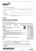 AQA GCSE Computer Sciense Paper 2 Computing Concepts Comprehensive Questions &lpar;Frequently Tested&rpar; with Verified Answers Graded A&plus; &lpar;2&rpar;