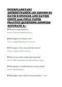 INTERPLANETARY&NewLine;ASTRODYNAMICS 1ST EDITION BY&NewLine;DAVID B SPENCER AND DAVIDE&NewLine;CONTE 2026 FINAL PAPER&NewLine;PRACTICE QUESTIONS ANSWERS&NewLine;ACCURATE A&plus;&NewLine;