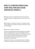 INTRO TO COMPUTER SCIENCE EXAM&NewLine;SCRIPT FINAL PAPER 2026 SOLVED&NewLine;QUESTION SET GRADED A&plus;&NewLine;