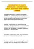 INTRODUCTION TO HEALTH &NewLine;INFORMATICS - CHAPTER 1 2026 &NewLine;ACTUAL QUESTIONS WITH VERIFIED &NewLine;ANSWERS&period;