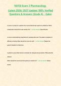 NU150 Exam 3 Pharmacology &NewLine;&lpar;Latest 2026&sol; 2027 Update&rpar; 100&percnt; Verified Questions & Answers &lbrace;Grade A&rcub; - Galen&NewLine;