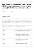 Galen College Cincinnati Pharm Exam 2 Newest 2026 Complete Questions and Correct Detailed Answers &lpar;Verified Answers&rpar; &vert;Already Graded A&plus;&NewLine;&NewLine;