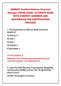 2026-2027 NEWEST Certified Defense Financial&NewLine;Manager &lpar;CDFM&rpar; EXAM &vert; ULTIMATE EXAM&NewLine;WITH CORRECT ANSWERS AND&NewLine;RATIONALES FOR CERTIFICATION&NewLine;SUCCESS