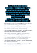 AQA A LEVEL ECONOMICS&colon; &NewLine;ECONOMIC PERFORMANCE&comma; CYCLE&comma; &NewLine;INFLATION & UNEMPLOYMENT &NewLine;EXAM QUESTIONS WITH CORRECT &NewLine;SOLUTIONS&vert;&vert;100&percnt; GUARANTEED &NewLine;PASS&vert;&vert;ALREADY A&plus; &NewLine;GRADED&vert;&vert;UPDATED 2026&sol;2027 &NewLine;SYLLABUS&vert;&vert;<<RECENT VERSION>> 