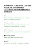 INTRODUCTION TO HEALTH CARE CHAPTERS 1&NewLine;TO 23 ACTUAL TEST 2026 VERIFIED&NewLine;QUESTIONS AND ANSWERS COMPREHENSIVE&NewLine;STUDY GUIDE