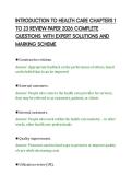 INTRODUCTION TO HEALTH CARE CHAPTERS 1&NewLine;TO 23 REVIEW PAPER 2026 COMPLETE&NewLine;QUESTIONS WITH EXPERT SOLUTIONS AND&NewLine;MARKING SCHEME&NewLine;