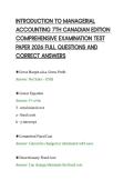 INTRODUCTION TO MANAGERIAL&NewLine;ACCOUNTING 7TH CANADIAN EDITION&NewLine;COMPREHENSIVE EXAMINATION TEST&NewLine;PAPER 2026 FULL QUESTIONS AND&NewLine;CORRECT ANSWERS&NewLine;