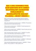 AQA A LEVEL ECONOMICS FINAL &NewLine;EXAM QUESTIONS WITH CORRECT &NewLine;SOLUTIONS&vert;&vert;100&percnt; GUARANTEED &NewLine;PASS&vert;&vert;ALREADY A&plus; &NewLine;GRADED&vert;&vert;UPDATED 2026&sol;2027 &NewLine;SYLLABUS&vert;&vert;<<RECENT VERSION>> 