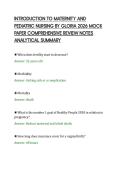 INTRODUCTION TO MATERNITY AND&NewLine;PEDIATRIC NURSING BY GLORIA 2026 MOCK&NewLine;PAPER COMPREHENSIVE REVIEW NOTES&NewLine;ANALYTICAL SUMMARY&NewLine;