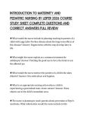 INTRODUCTION TO MATERNITY AND&NewLine;PEDIATRIC NURSING BY LEIFER 2026 COURSE&NewLine;STUDY SHEET COMPLETE QUESTIONS AND&NewLine;CORRECT ANSWERS FULL REVIEW