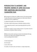 INTRODUCTION TO MATERNITY AND&NewLine;PEDIATRIC NURSING BY LEIFER 2026 EXAM&NewLine;PREP QUESTIONS AND SOLUTIONS&NewLine;GUARANTEED PASS