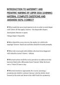 INTRODUCTION TO MATERNITY AND&NewLine;PEDIATRIC NURSING BY LEIFER 2026 LEARNING&NewLine;MATERIAL COMPLETE QUESTIONS AND&NewLine;ANSWERS 100&percnt; CORRECT