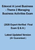 Edexcel A Level Business &ndash; Theme 2 Managing Business Activities Exam 2026