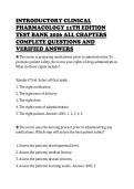 INTRODUCTORY CLINICAL&NewLine;PHARMACOLOGY 11TH EDITION&NewLine;TEST BANK 2026 ALL CHAPTERS&NewLine;COMPLETE QUESTIONS AND&NewLine;VERIFIED ANSWERS