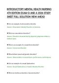 INTRODUCTORY MENTAL HEALTH NURSING&NewLine;4TH EDITION EXAM Q AND A 2026 STUDY&NewLine;SHEET FULL SOLUTION VIEW AHEAD&NewLine;