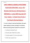 ADULT MEDICAL-SURGICAL PROCTORED EXAM 2025 WITH NGN &ndash; 200&plus; REALISTIC QUESTIONS&comma; CORRECT ANSWERS & RATIONALES &vert; PASS YOUR MED-SURG BOARD OR NCLEX ON THE FIRST TRY&NewLine;&NewLine;