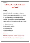 ANCC NURSE EXECUTIVE CERTIFICATION EXAM &ndash; 200&plus; PRACTICE QUESTIONS WITH CORRECT ANSWERS & RATIONALES &vert; PASS YOUR NEBC ON THE FIRST TRY&NewLine;&NewLine;