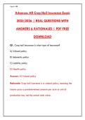 ARKANSAS CROP HAIL INSURANCE EXAM 2025 &ndash; 200&plus; PRACTICE QUESTIONS WITH CORRECT ANSWERS & RATIONALES &vert; PASS YOUR AR LICENSE TEST WITH CONFIDENCE&NewLine;&NewLine;