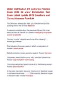 Water Distribution D2 California Practice &NewLine;Exam 2026 D2 water Distribution Test &NewLine;Exam Latest Update 2026 Questions and &NewLine;Correct Answers Rated A&plus;