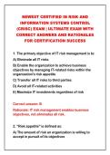 2026-2027 NEWEST CERTIFIED IN RISK AND&NewLine;INFORMATION SYSTEMS CONTROL&NewLine;&lpar;CRISC&rpar; EXAM &vert; ULTIMATE EXAM WITH&NewLine;CORRECT ANSWERS AND RATIONALES&NewLine;FOR CERTIFICATION SUCCESS&NewLine;