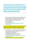 CompTIA Security&plus; Certification Exam &NewLine;Practice Questions And Correct Answers &NewLine;&lpar;Verified Answers&rpar; Plus Rationale 2026 &NewLine;Q&A&vert; Instant Download Pdf