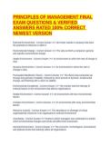PRINCIPLES OF MANAGEMENT FINAL EXAM QUESTIONS & VERIFIED ANSWERS RATED 100&percnt; CORRECT NEWEST VERSION
