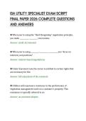 ISA UTILITY SPECIALIST EXAM SCRIPT&NewLine;FINAL PAPER 2026 COMPLETE QUESTIONS&NewLine;AND ANSWERS&NewLine;