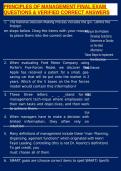 PRINCIPLES OF MANAGEMENT FINAL EXAM QUESTIONS & VERIFIED CORRECT ANSWERS