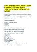 PRINCIPLES OF MANAGEMENT FINAL EXAM REVIEW QUESTIONS & VERIFIED CORRECT ANSWERS ALL PASSED