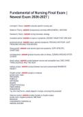 Fundamental of Nursing Final Exam &vert; &NewLine;Newest Exam 2026-2027 