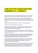 COM 100 TEST QUESTIONS AND ANSWERS ALL CORRECT