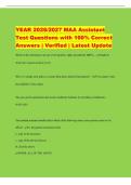YEAR 2026&sol;2027 MAA Assistant&NewLine;Test Questions with 100&percnt; Correct&NewLine;Answers &vert; Verified &vert; Latest Update