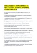 PRINCIPLES OF MANAGEMENT-50 QUESTIONS & VERIFIED ANSWERS LATEST VERSION