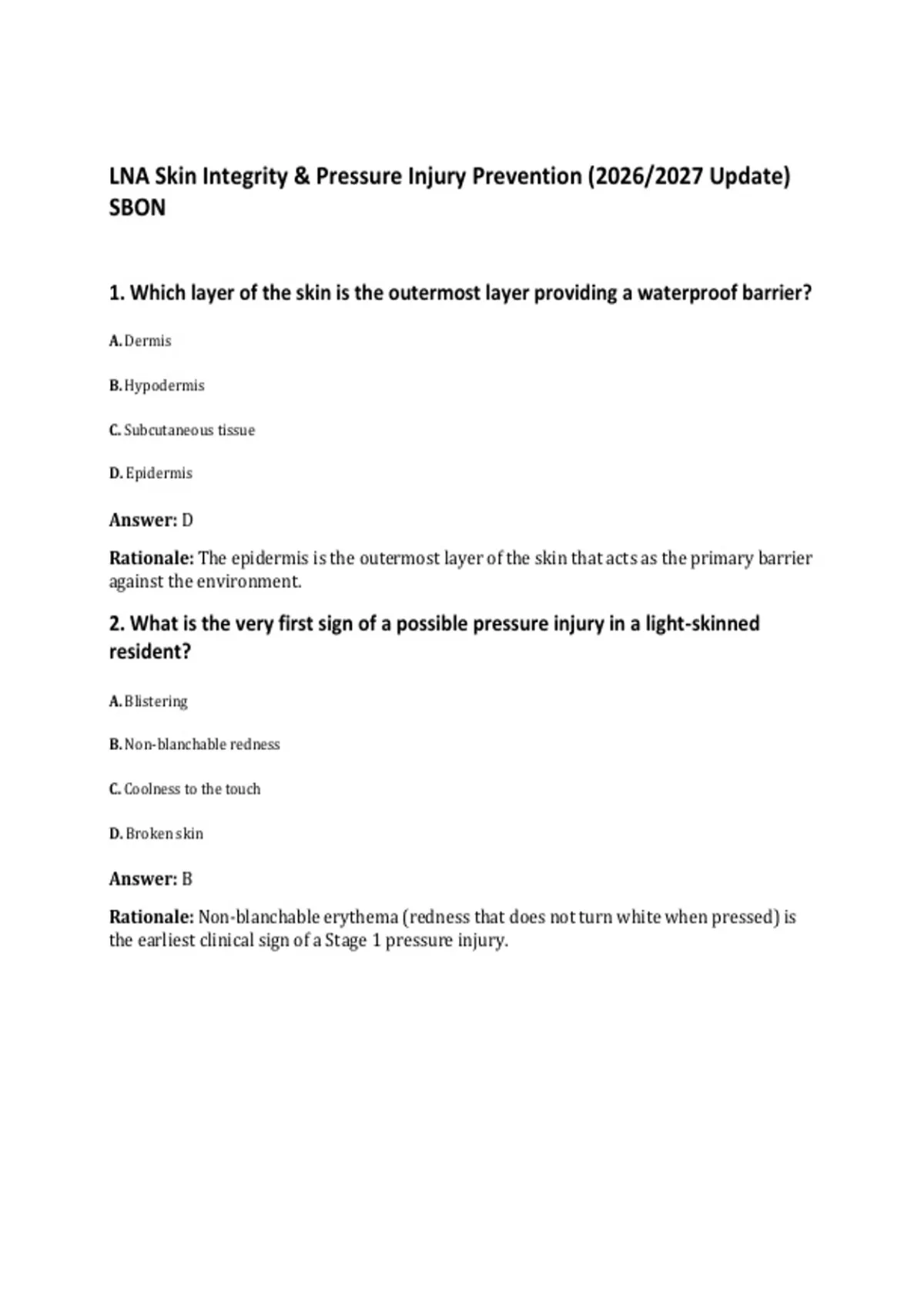 LNA Skin Integrity & Pressure Injury Prevention (2026/2027 Update) SBON ...